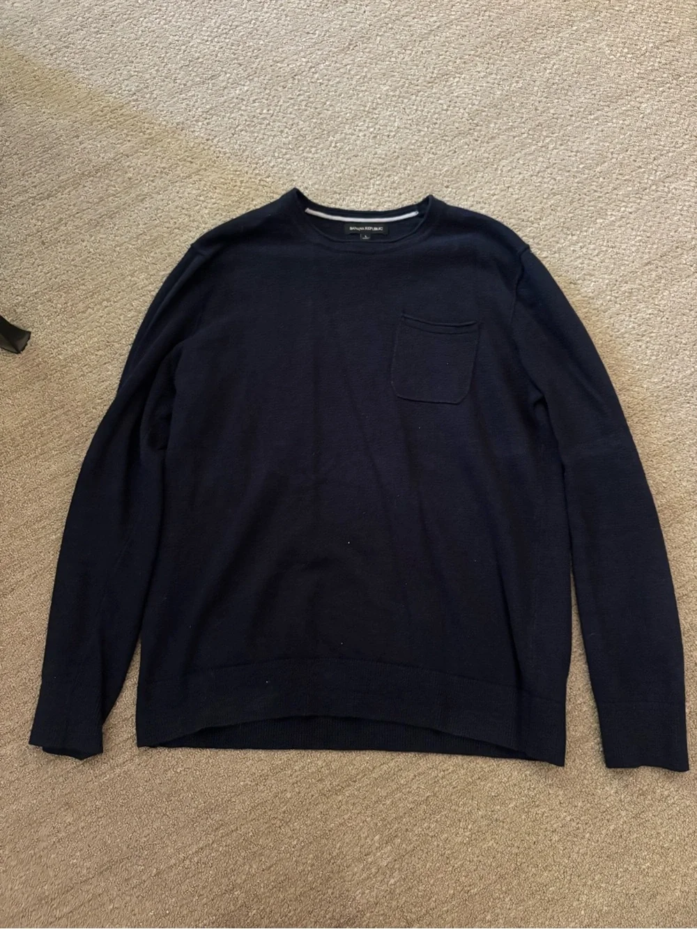 Banana Republic Navy Crewneck Sweater with Chest Pocket